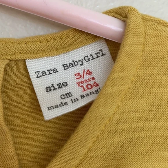 Zara Baby Girl Mustard Yellow Long Sleeve Top 3/4 - Picture 4 of 6